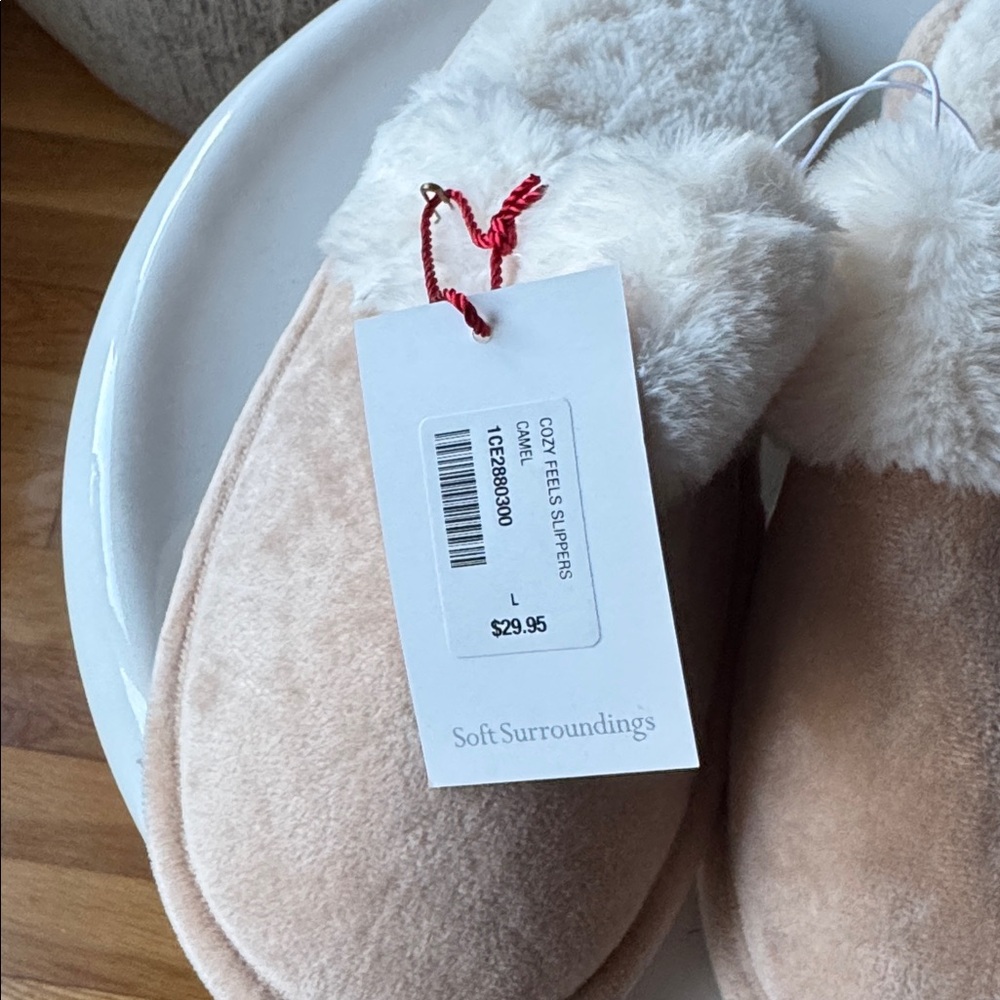 Soft Surroundings Tan Faux Fur Slippers - Picture 2 of 3